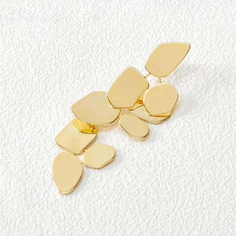 NIB MOTF Gold Geometric Drop Statement Earrings | Modern Abstract Dangle - Picture 6 of 7